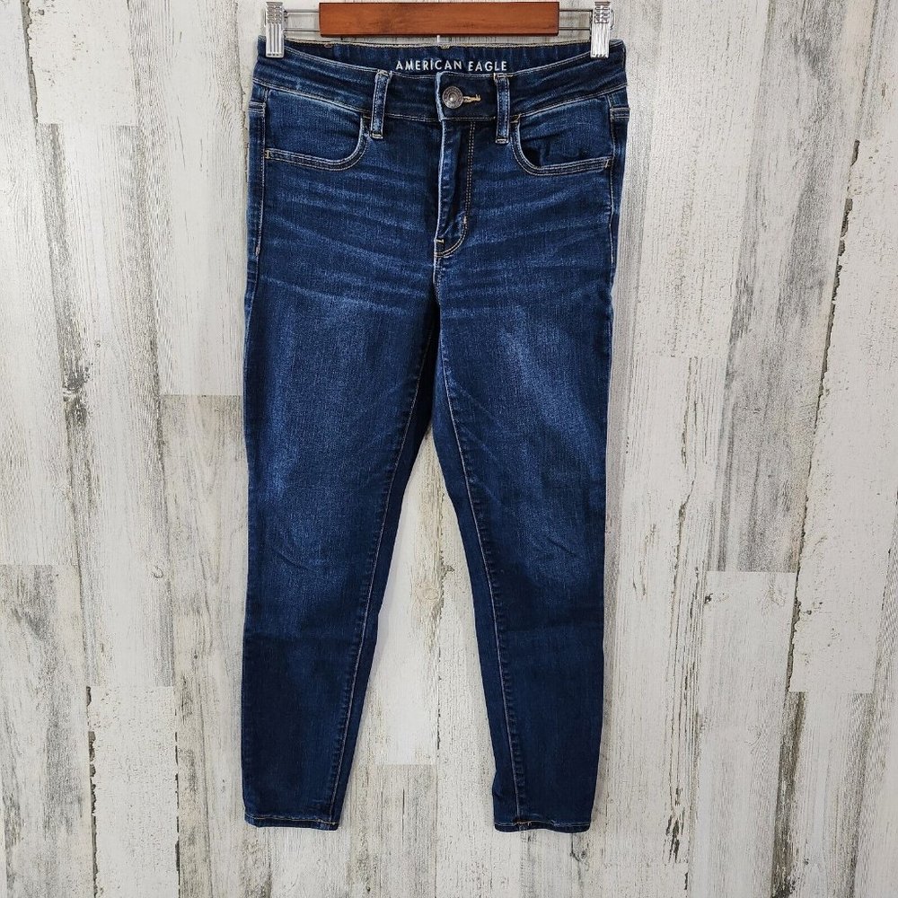 American Eagle Womens Jeggings Size 6S Blue Denim Cotton Stretch Skinny Leg Slim